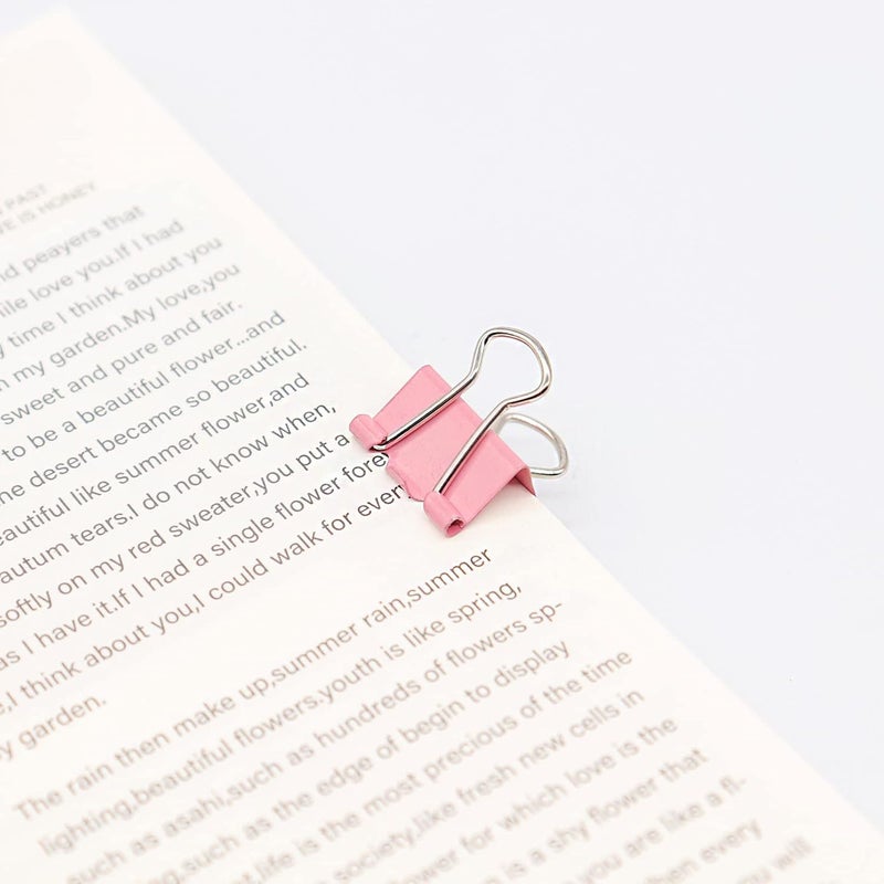 YCVIORING Pink Binder Clips, Mini Paper Clip, Small Paper Clamps 15mm (5/8 inch), 100 Pack Micro Size Office Clips for Home School and Business (Pink) - Image 2